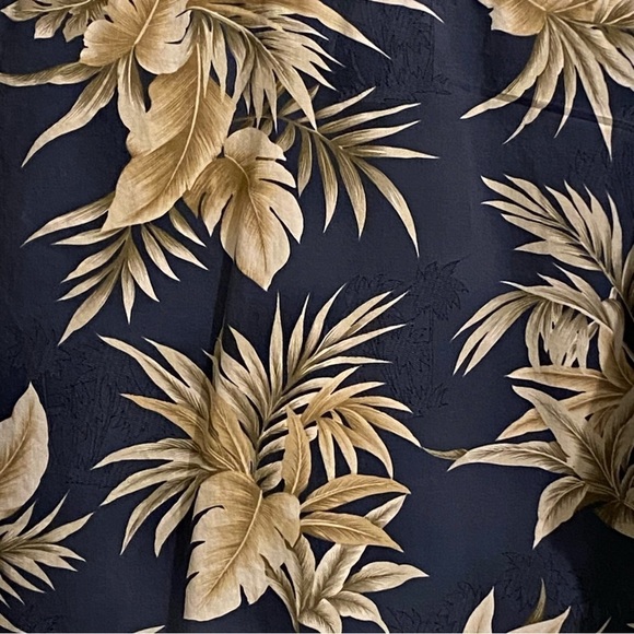 Vintage Hawaiian Shirt Mens Medium M Blue Floral All Over Print 90s Aloha Beach - Picture 7 of 12